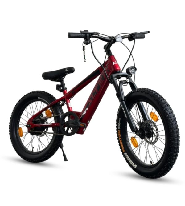 Premium Red Electric Bicycle with Fat Tires & Front Suspension