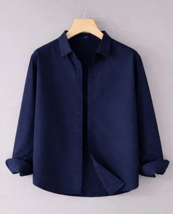 Men's Premium Navy Blue Solid Cotton Casual Shirt
