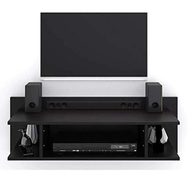 Minimalist Matte Black Wall Mounted Floating Media Entertainment Center